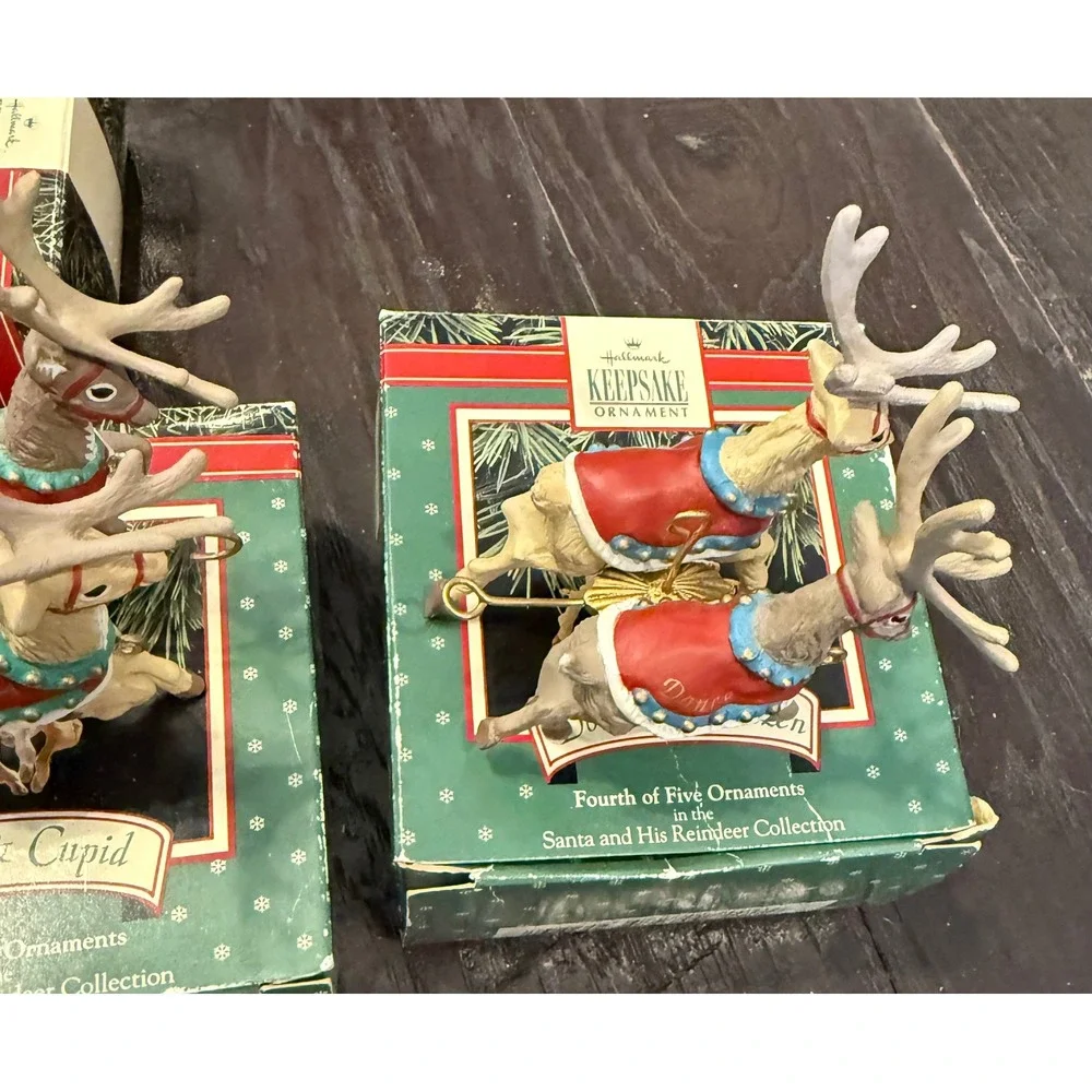 Hallmark Christmas Ornaments Complete Set Santa and His Reindeer Collection 1992